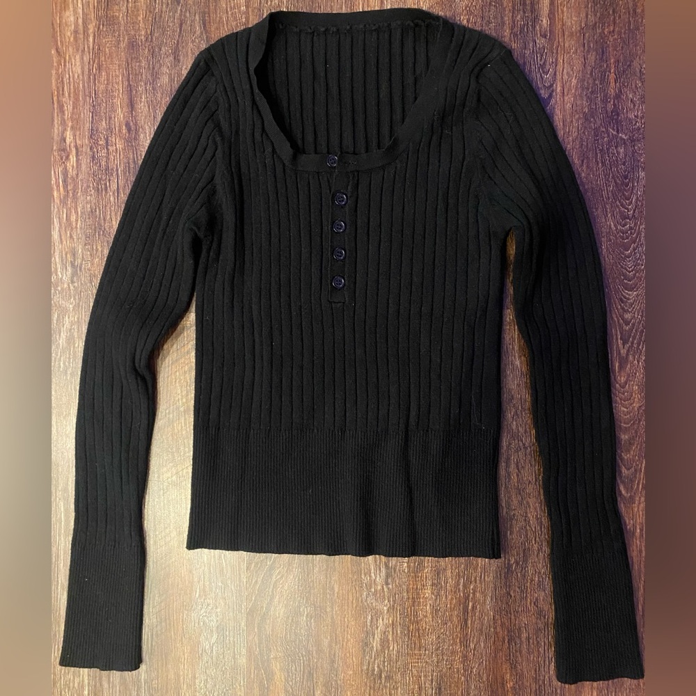 Black Ribbed Women's Top